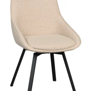Alison stol ljusbeige tyg/svarta metallben snurr 2-pack