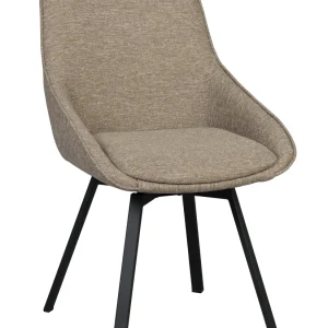 Alison stol mörkbeige tyg/svarta metallben snurr 2-pack