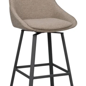 Alison barstol med snurr mörkbeige tyg/svarta metallben 2-pack