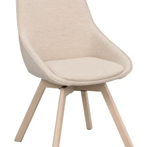 Alison stol ljusbeige tyg/vitpigmenterade ekben snurr 2-pack