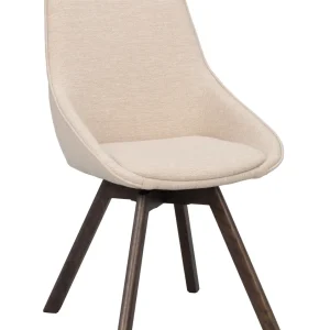Alison stol ljusbeige tyg/bruna ekben snurr 2-pack