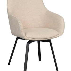 Alison karmstol ljusbeige tyg/svarta metallben snurr 2-pack