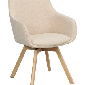 Alison karmstol ljusbeige tyg/ekben snurr 2-pack