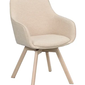 Alison karmstol ljusbeige tyg/vitpigmenterade ekben snurr 2-pack