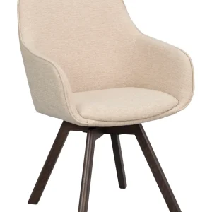 Alison karmstol ljusbeige tyg/bruna ekben snurr 2-pack