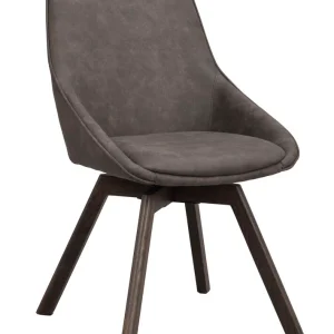 Alison stol mörkgrå microfiber/bruna ekben snurr 2-pack