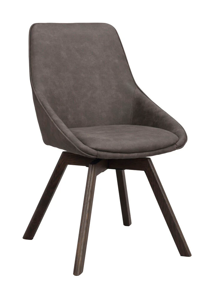Alison stol mörkgrå microfiber/bruna ekben snurr 2-pack - Bild 2