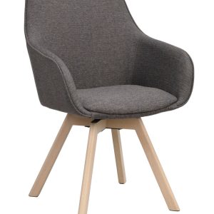 Alison karmstol grått tyg/vitpigmenterade ekben snurr 2-pack