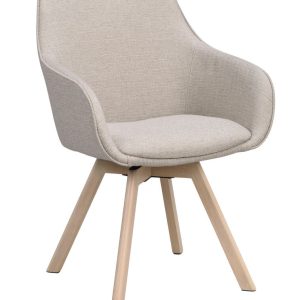 Alison karmstol beige tyg/vitpigmenterade ekben snurr 2-pack