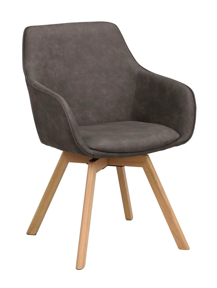 Alison karmstol mörkgrå microfiber/ekben snurr 2-pack - Bild 2