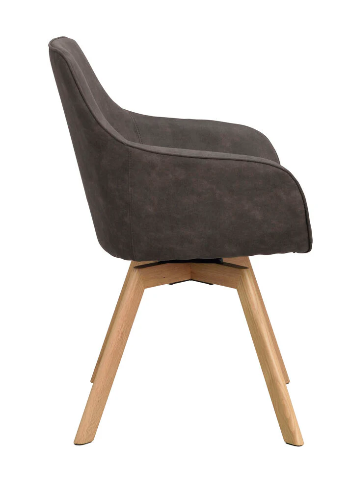 Alison karmstol mörkgrå microfiber/ekben snurr 2-pack - Bild 5