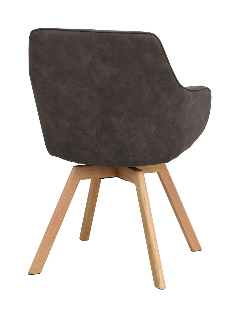 Alison karmstol mörkgrå microfiber/ekben snurr 2-pack - Bild 6