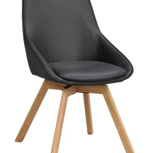 Alison stol svart läder/ekben snurr 2-pack