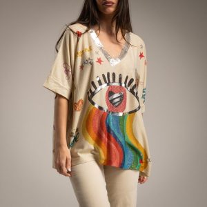 Oversize t-shirt lurex eye