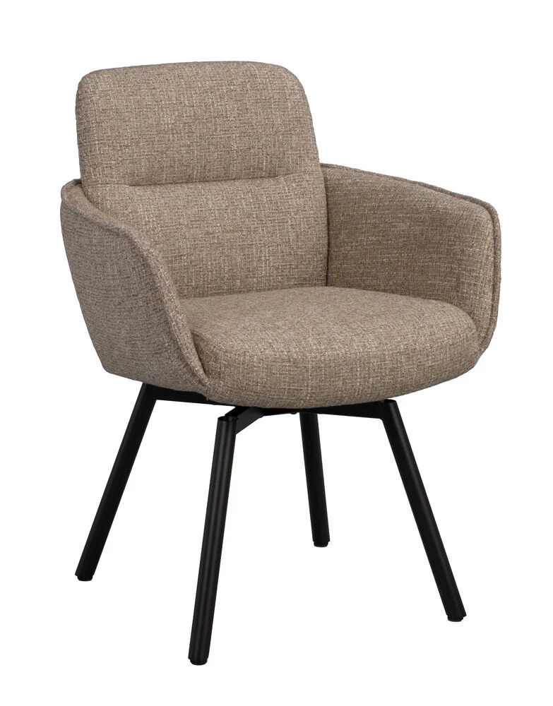 Roswell karmstol mörkbeige tyg/bruna metallben snurr 2-pack - Bild 2