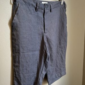 Linneshorts med hällor Denim Blue