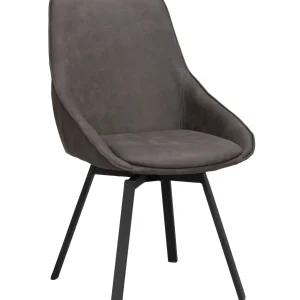 Alison stol mörkgrå microfiber/svarta metallben snurr 2-pack